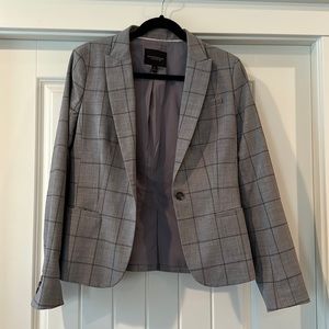 Banana Republic women’s fully lined Classic Blazer, grey plaid, Size 8 EUC